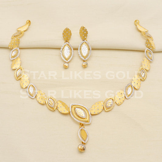 Designer 22KT 22 Karat GOLD NECKLACE Earrings set Two Tone Jewelry, Indian jewelry, Perfect Gift for Women, PR1416