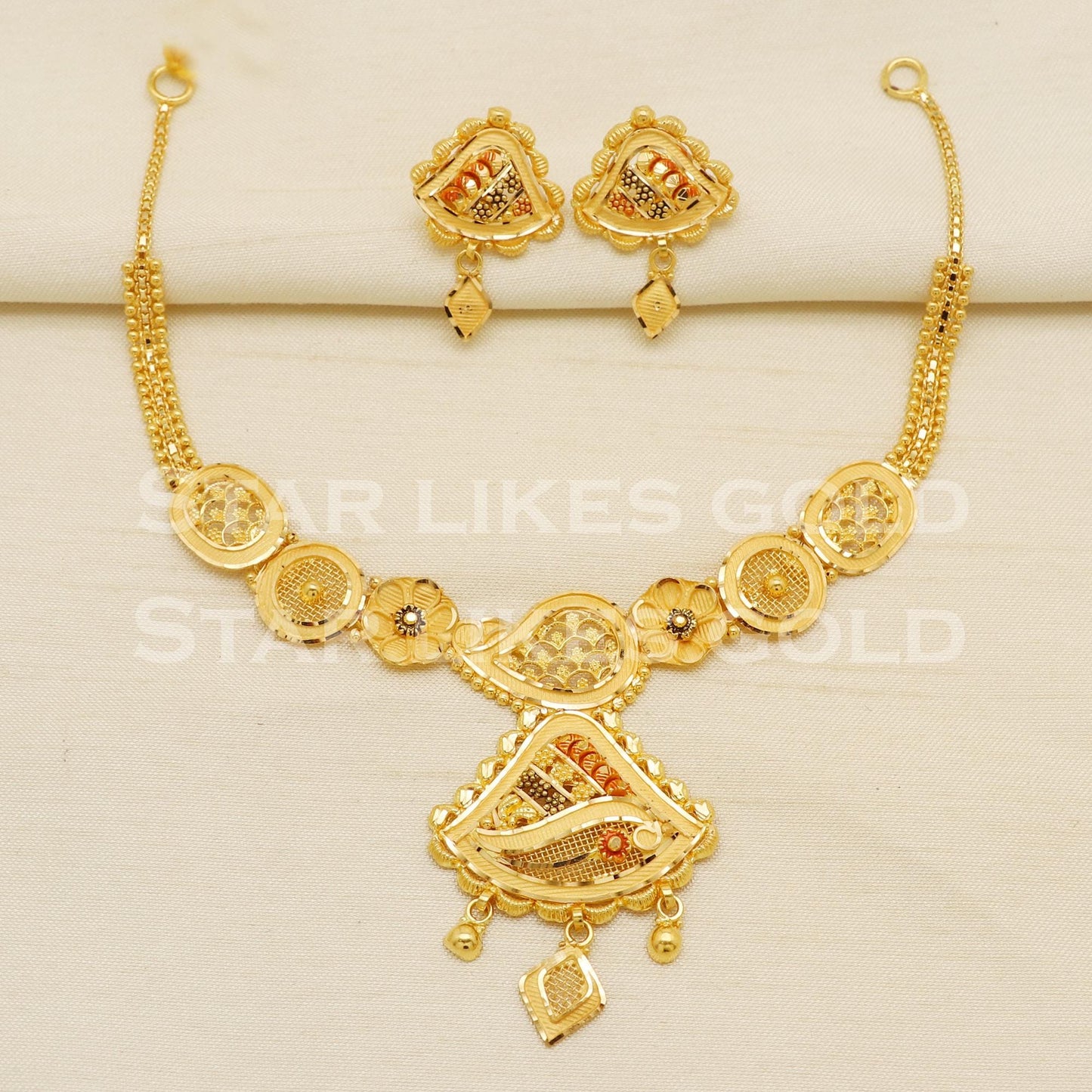 Designer 22KT 22 Karat GOLD NECKLACE Filigree Jewelry, Indian jewelry, Perfect Gift for Women, PR1423