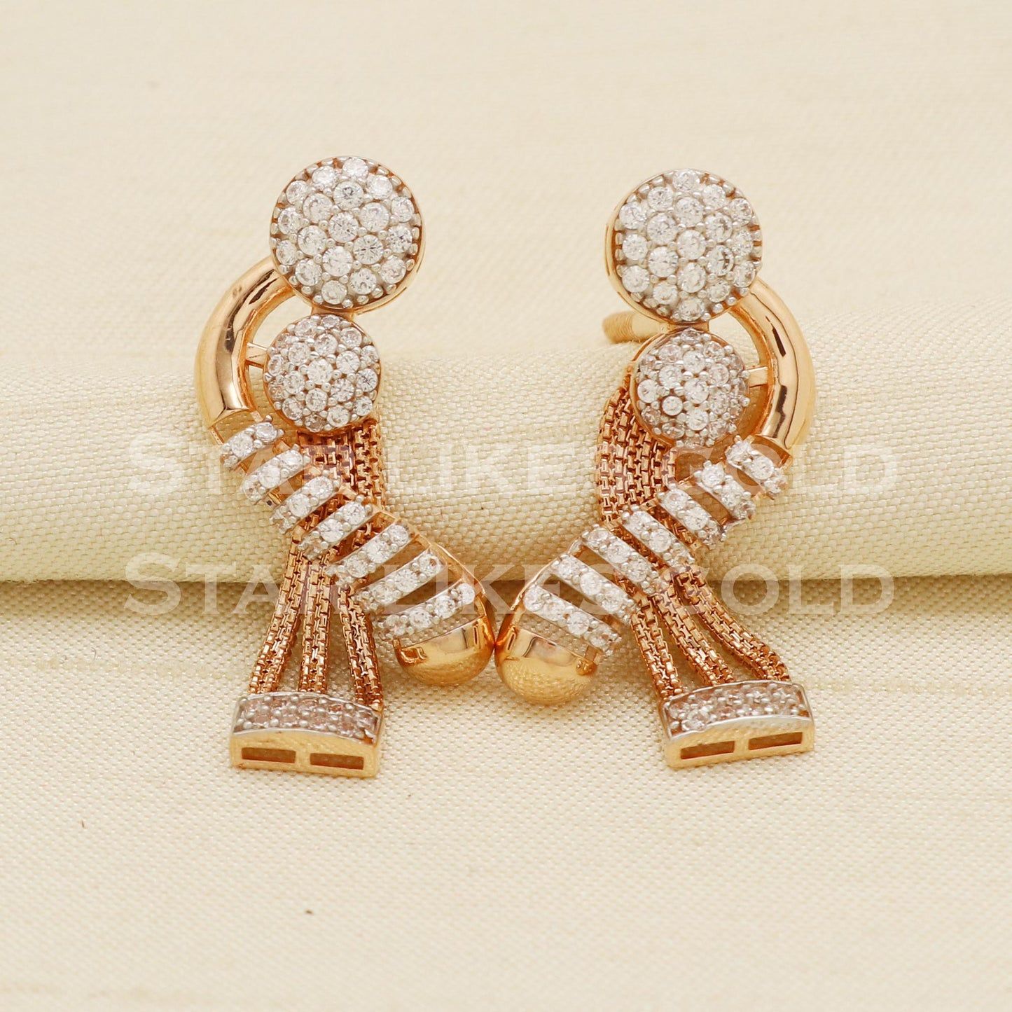 Designer 18KT 18 Karat Rose GOLD NECKLACE Zircons Jewelry, Indian jewelry, Perfect Gift for Loved Ones, PR1434