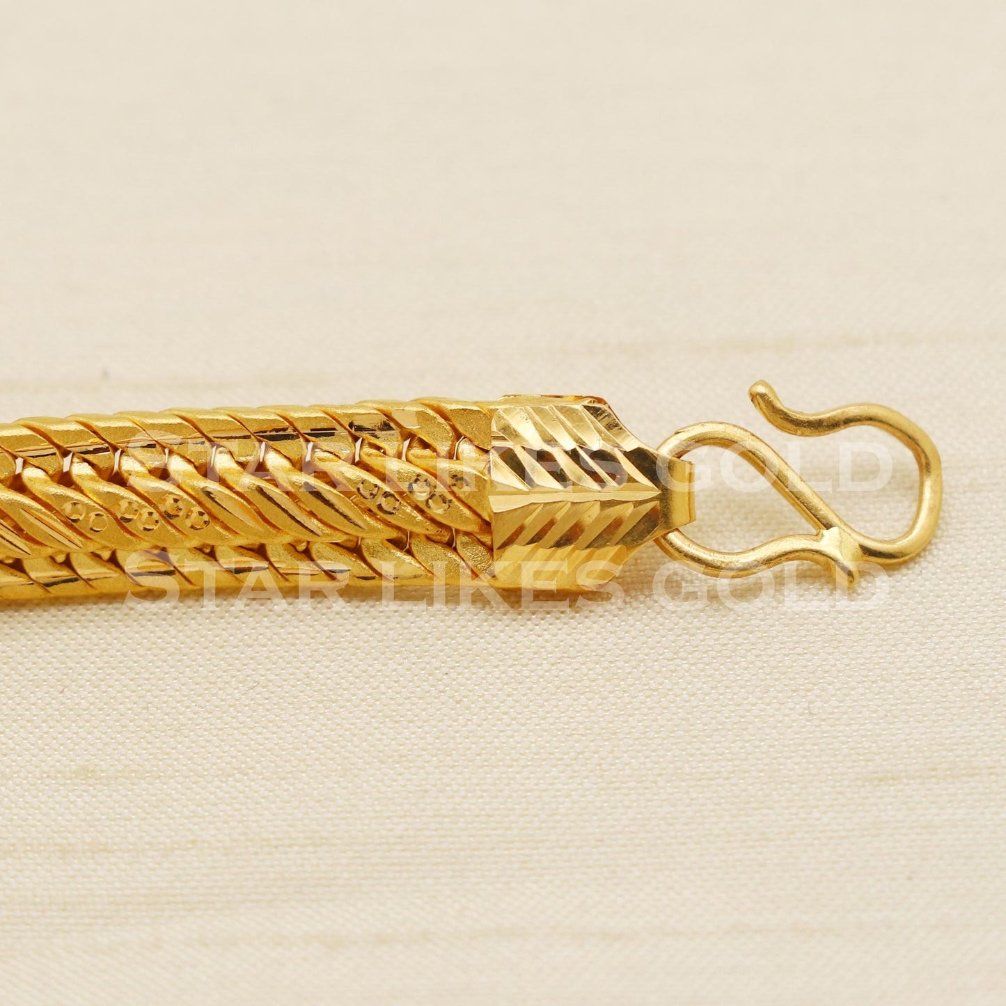 22k Hallmark Gold Men's Double Link Bracelet – Elegant Textured Design, PR1442