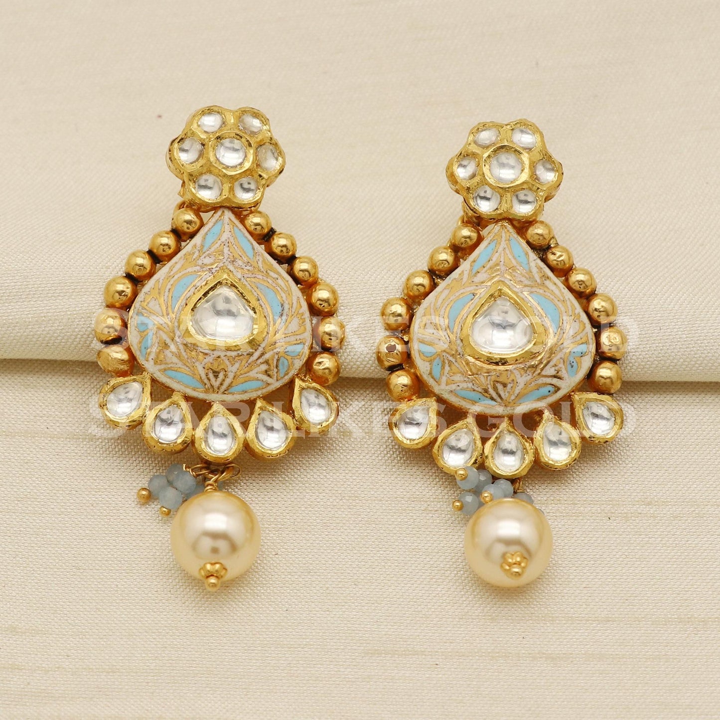 Kundan Meena 22KT 22 Karat GOLD NECKLACE Wedding Jewelry, Asian Wedding Bridal Jewelry, PR1459