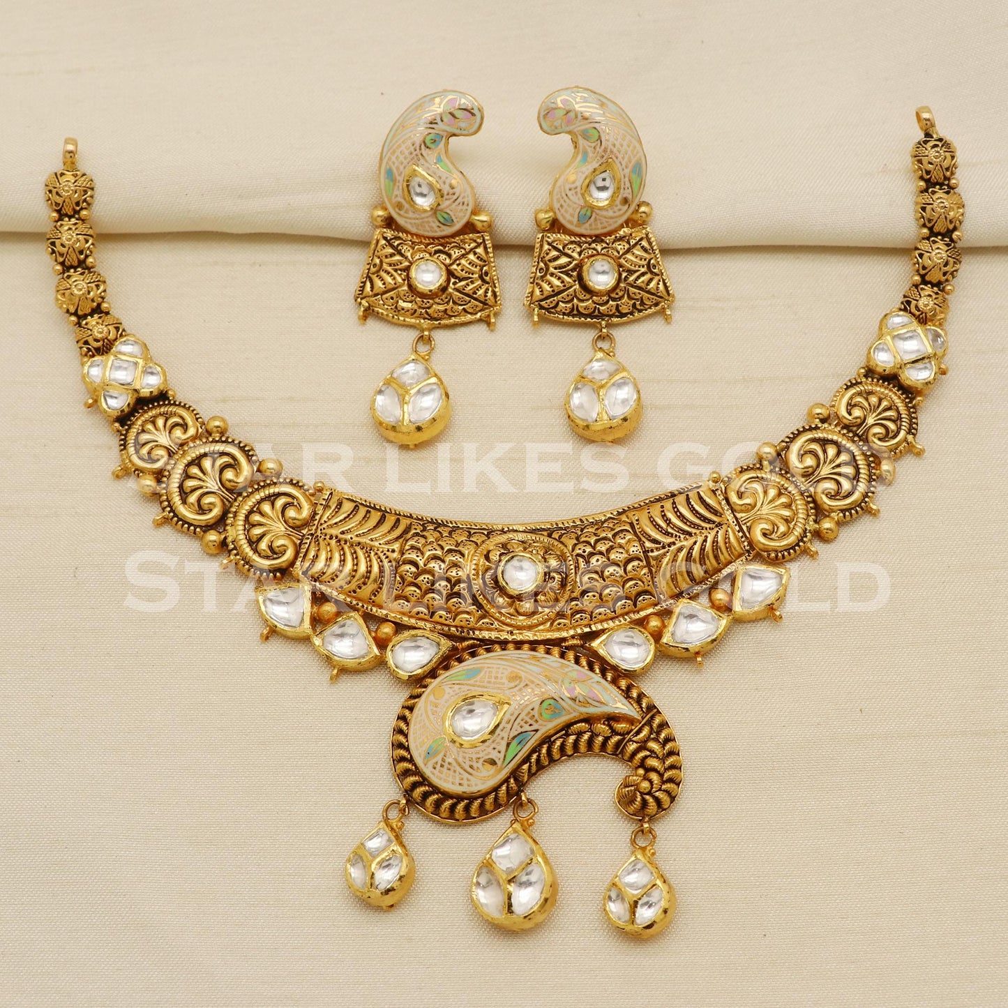 Traditional 22KT 22 Karat GOLD NECKLACE Wedding Jewelry, Gold Bridal Wedding Jewelry, PR1463