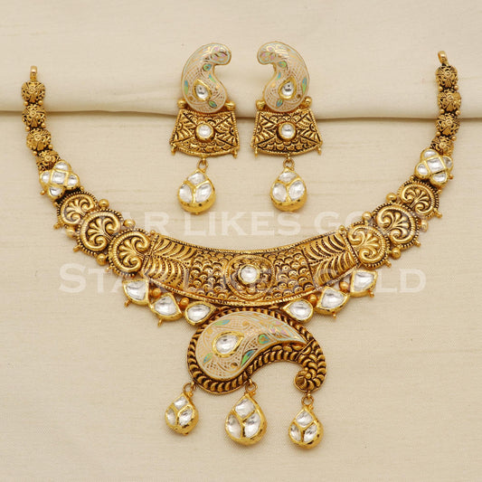 Traditional 22KT 22 Karat GOLD NECKLACE Wedding Jewelry, Gold Bridal Wedding Jewelry, PR1463