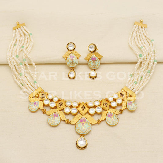 Traditional 22KT 22 Karat GOLD NECKLACE Set Wedding Jewelry, Perfect Gift for Loved Ones, PR1476