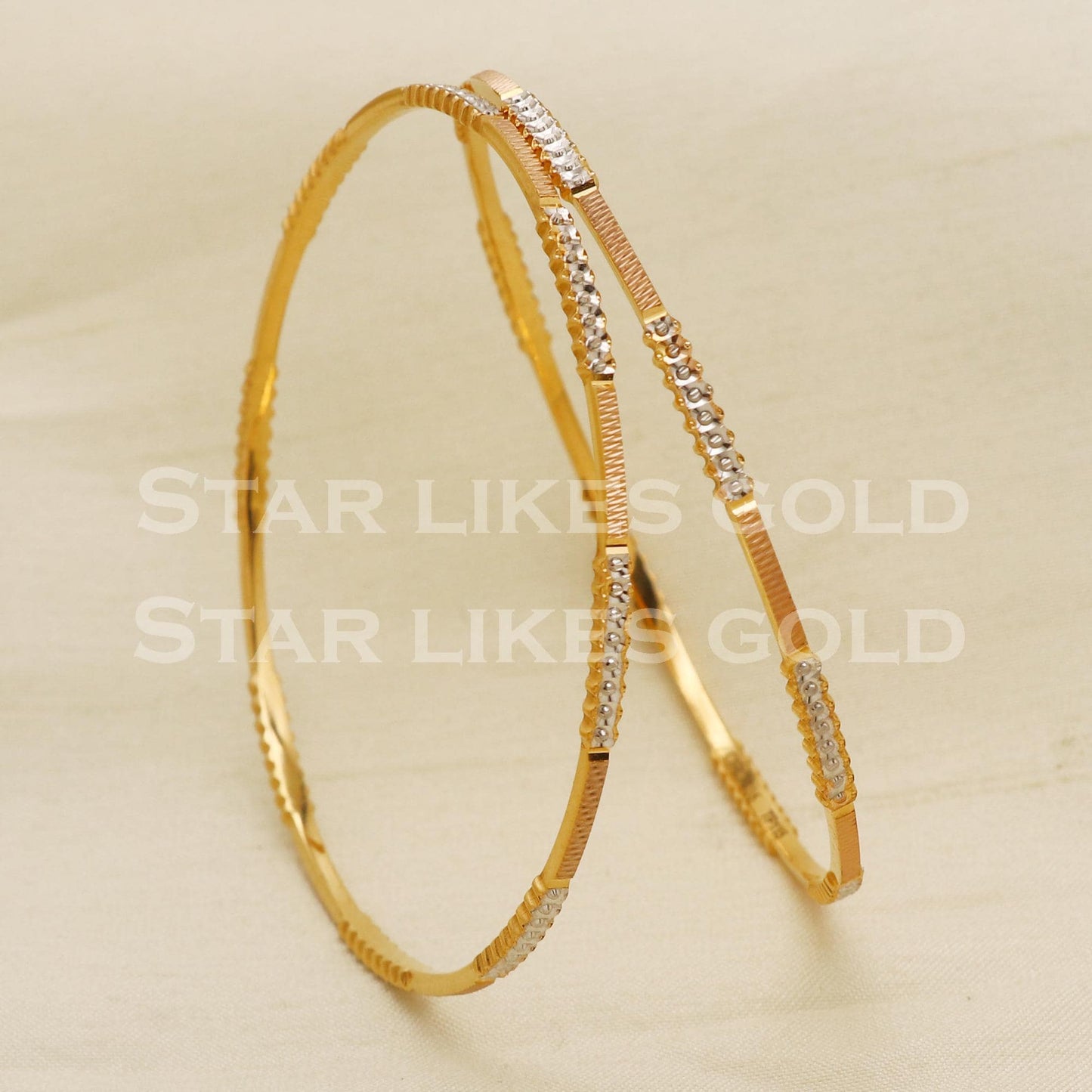 22 karat 22k gold Handmade Bangle Bracelet Pair jewelry, PR1483