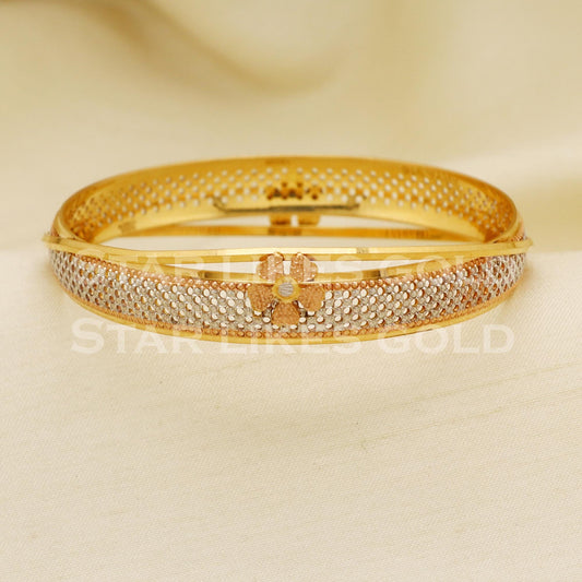 22K 22 Karat Hallmark Gold Textured Floral Kada Bangle, PR1484