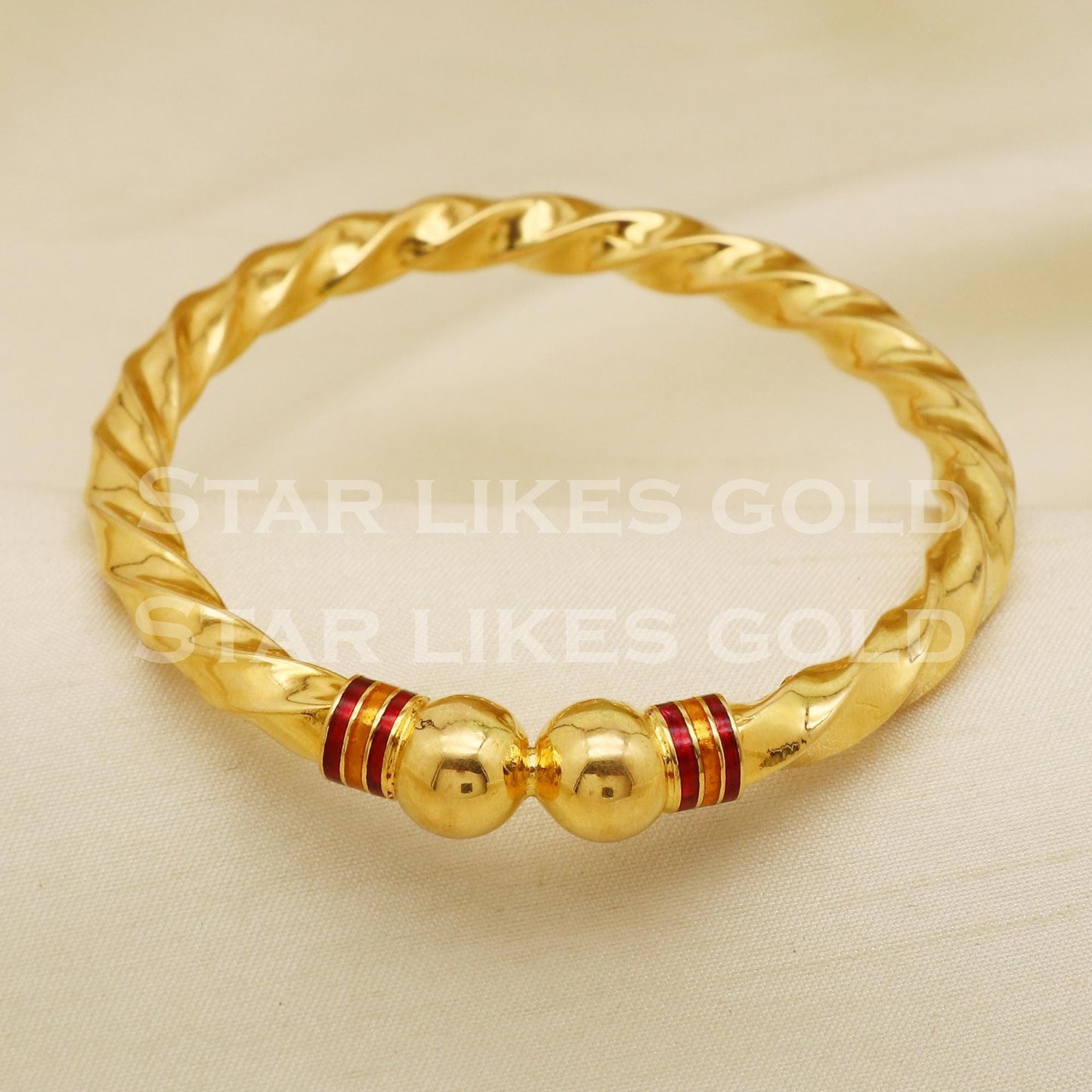 Hallmark 22K Gold Twisted Kada | 22 Carat Karat Rope Style Gold Bangle, PR1485
