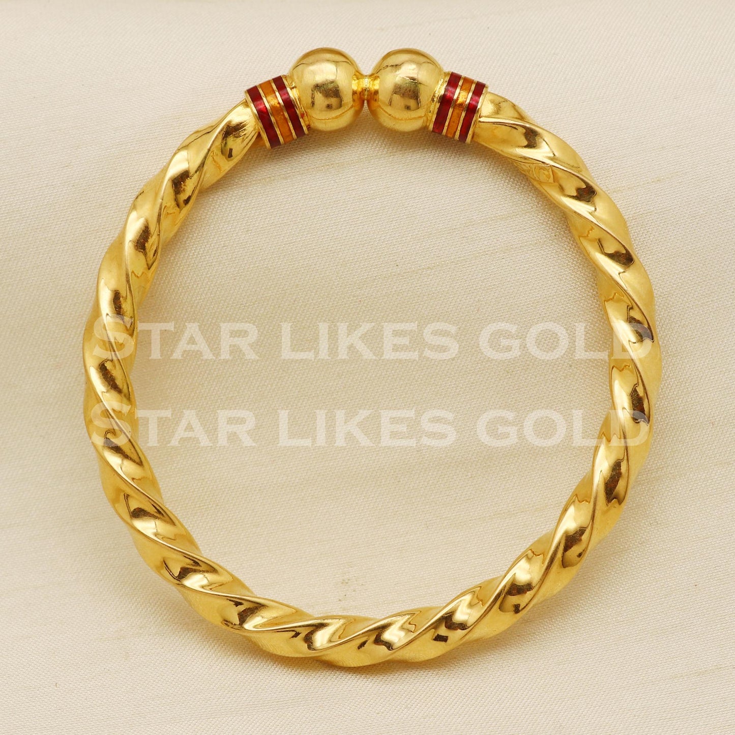 Hallmark 22K Gold Twisted Kada | 22 Carat Karat Rope Style Gold Bangle, PR1485