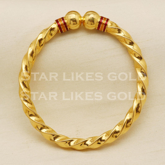 Hallmark 22K Gold Twisted Kada | 22 Carat Karat Rope Style Gold Bangle, PR1485