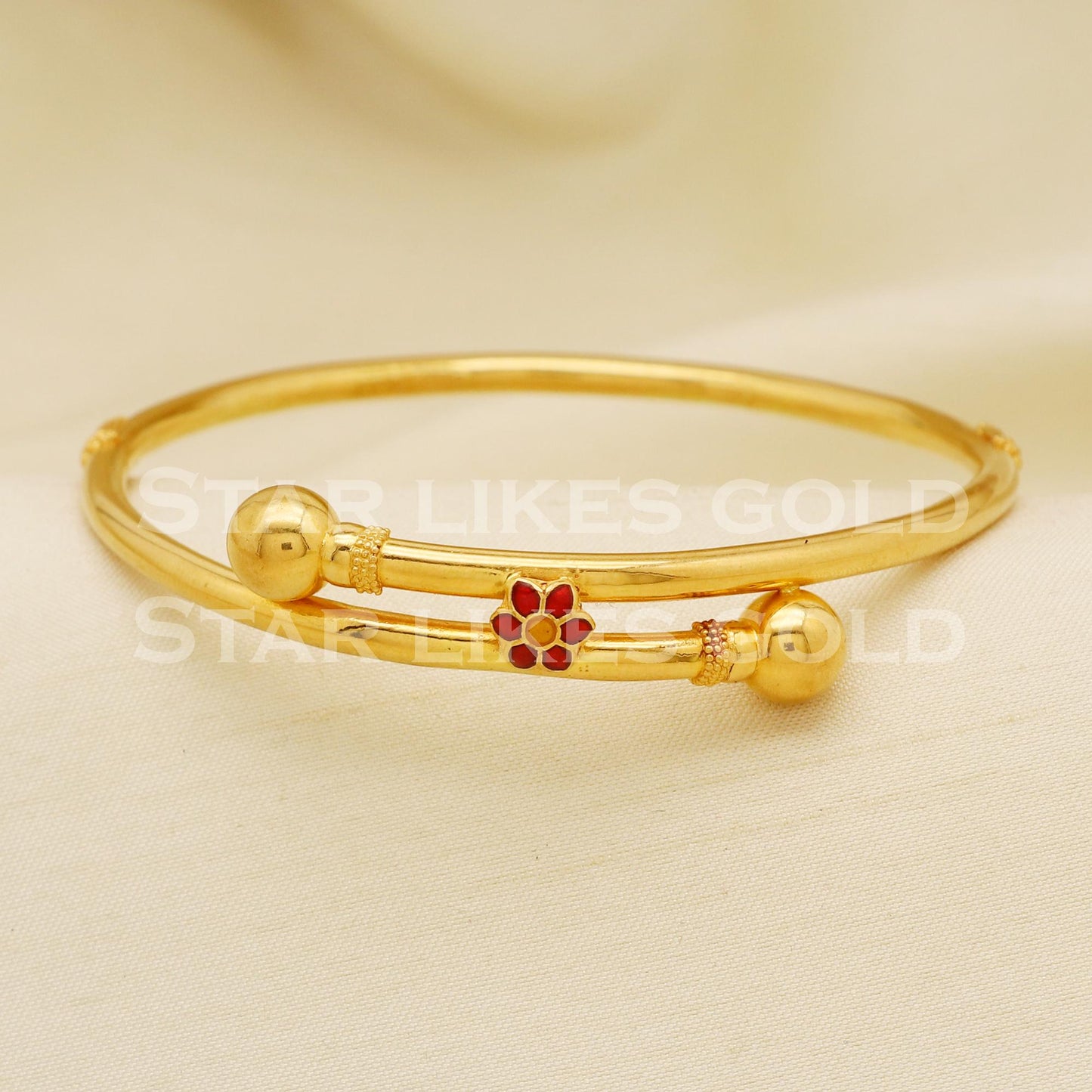 22CT 916 Hallmarked Gold Classic Dual Pipe Meena Bangles, PR1486