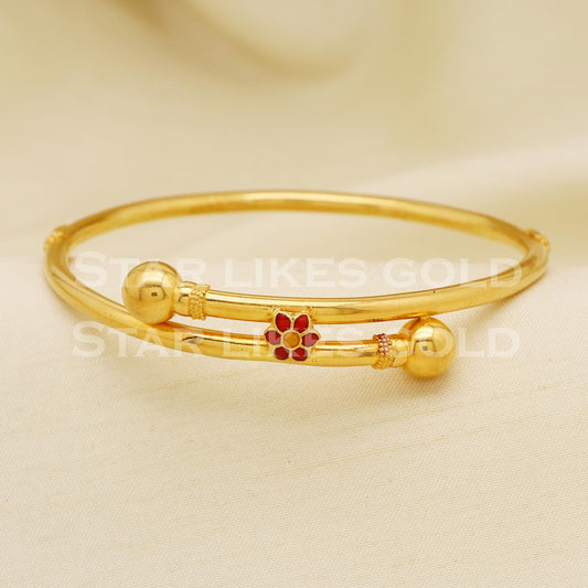 22CT 916 Hallmarked Gold Classic Dual Pipe Meena Bangles, PR1486