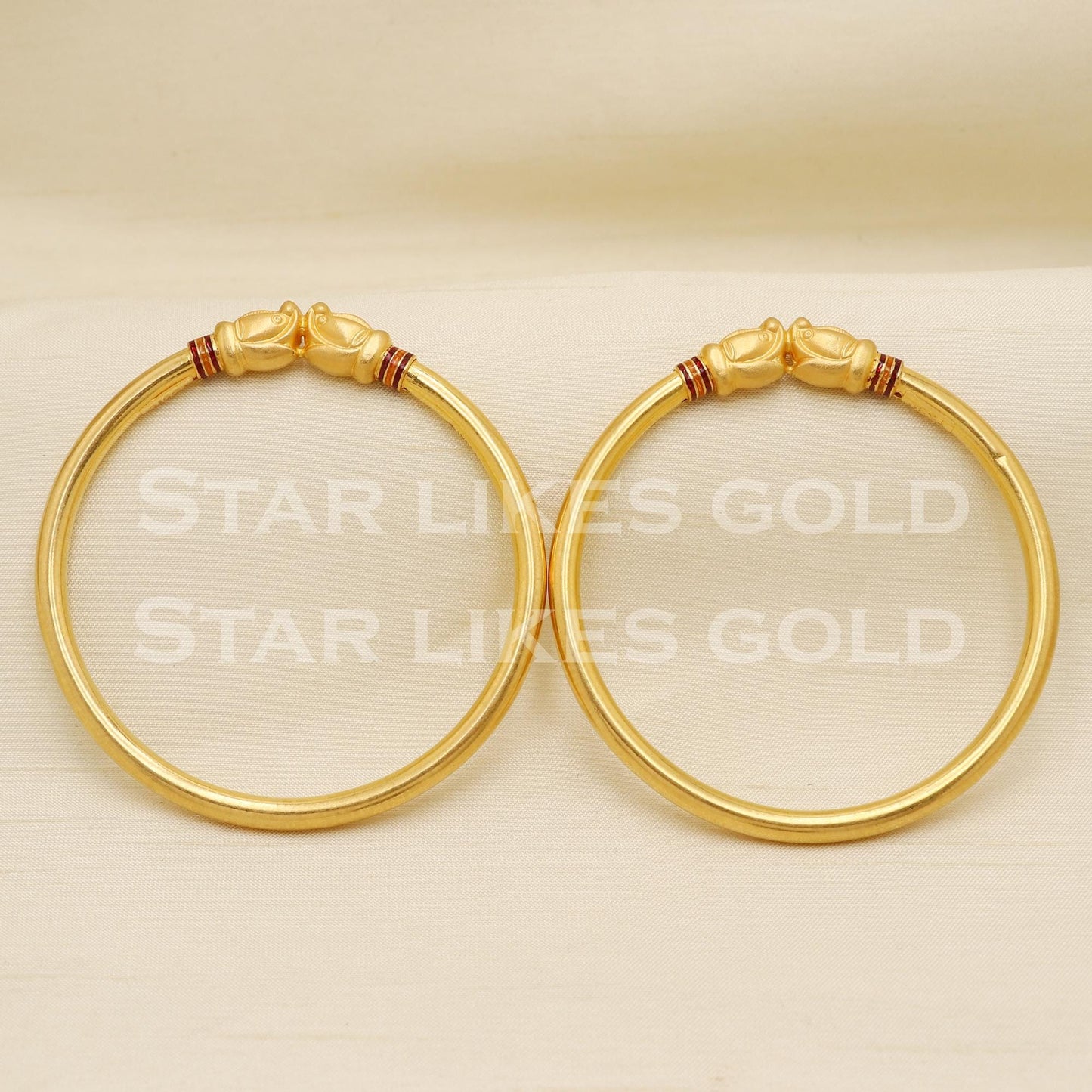 Exquisite 22K Gold Hallmark Bangles Set of 2 | 22 Carat Karat Animal Face Kada, PR1499