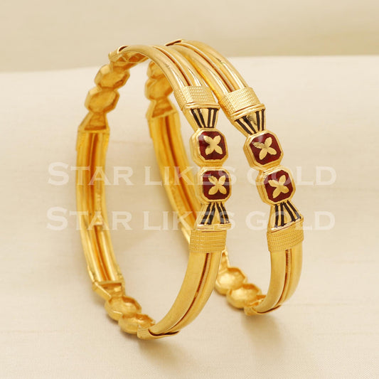 22K Gold Traditional Meenakari Bangles Set Elegant Ladies Jewellery, PR1513