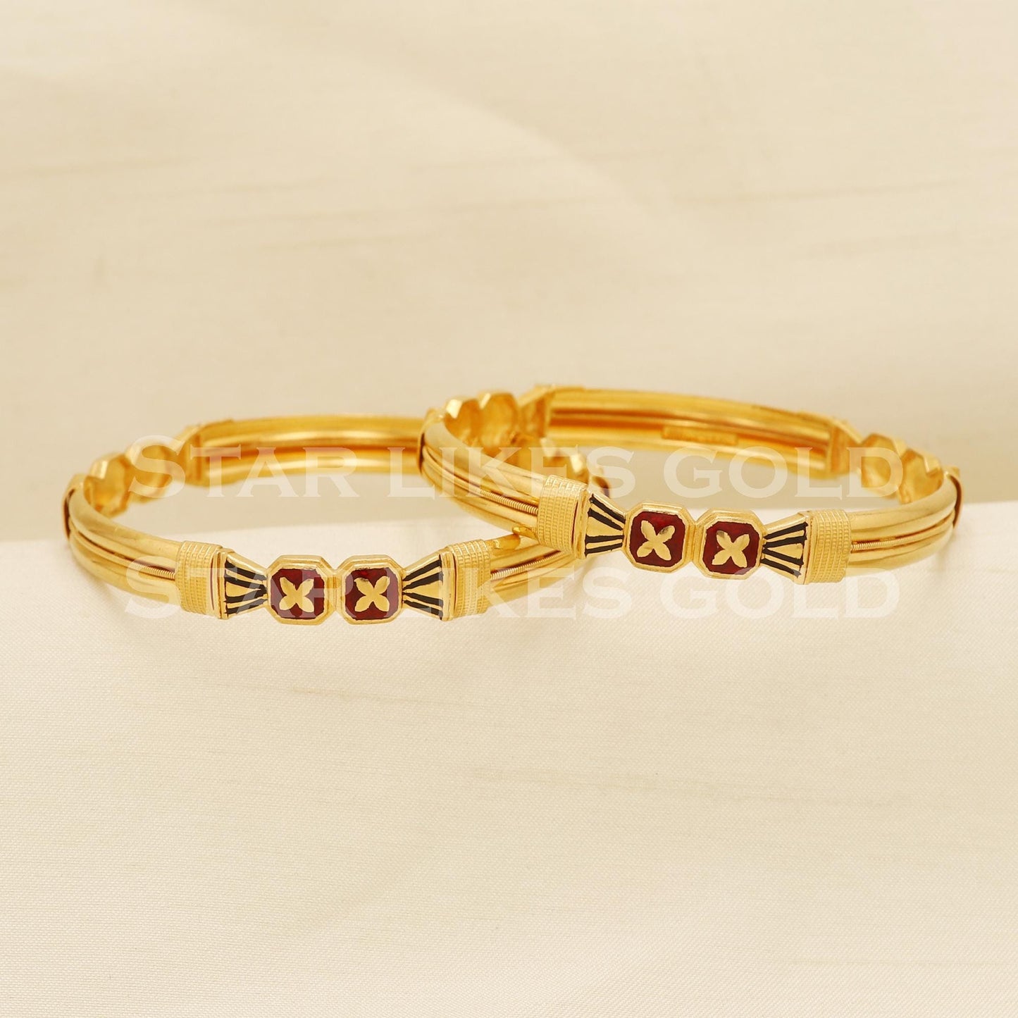 22K Gold Traditional Meenakari Bangles Set Elegant Ladies Jewellery, PR1513