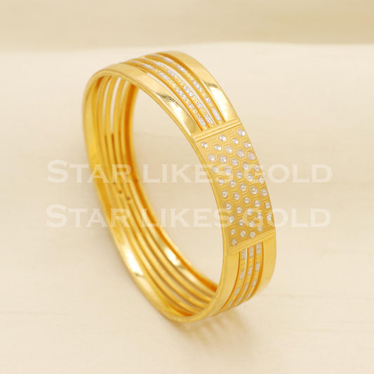 22K 916 Hallmark Gold Stone Studded Single Bangle Modern Design, PR1523