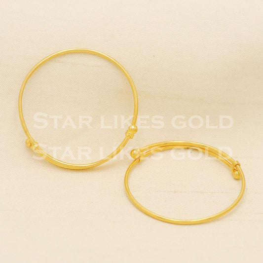 22K 22 Karat Gold Baby Kada Style Set of 2 Bangle Bracelets Charms Jewelry for Birthday Gift, PR1553