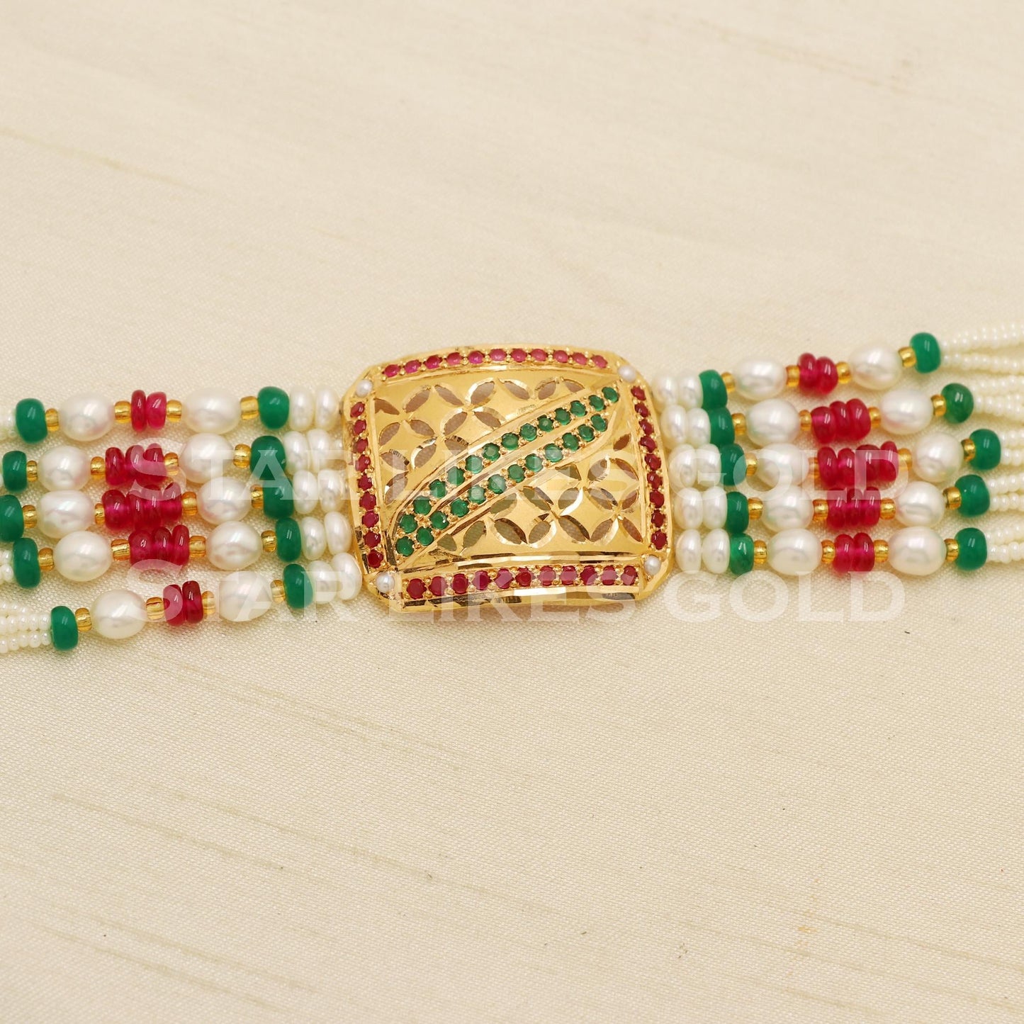 Multi Color Stones 22 karat 22k gold Beads String Bracelet Indian Traditional Jewelry for Wedding Gift, PR1567