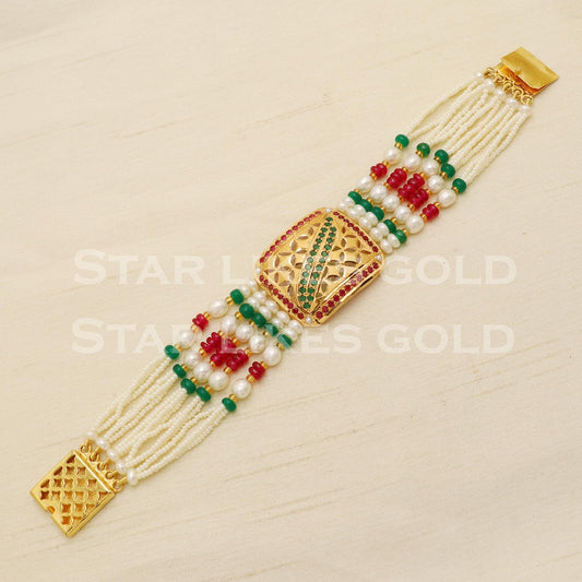 Multi Color Stones 22 karat 22k gold Beads String Bracelet Indian Traditional Jewelry for Wedding Gift, PR1567
