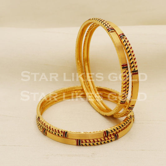 22 Karat Gold Hallmark Bangles (Set of 4) | 22K Bridal Wedding Jewelry, PR1568