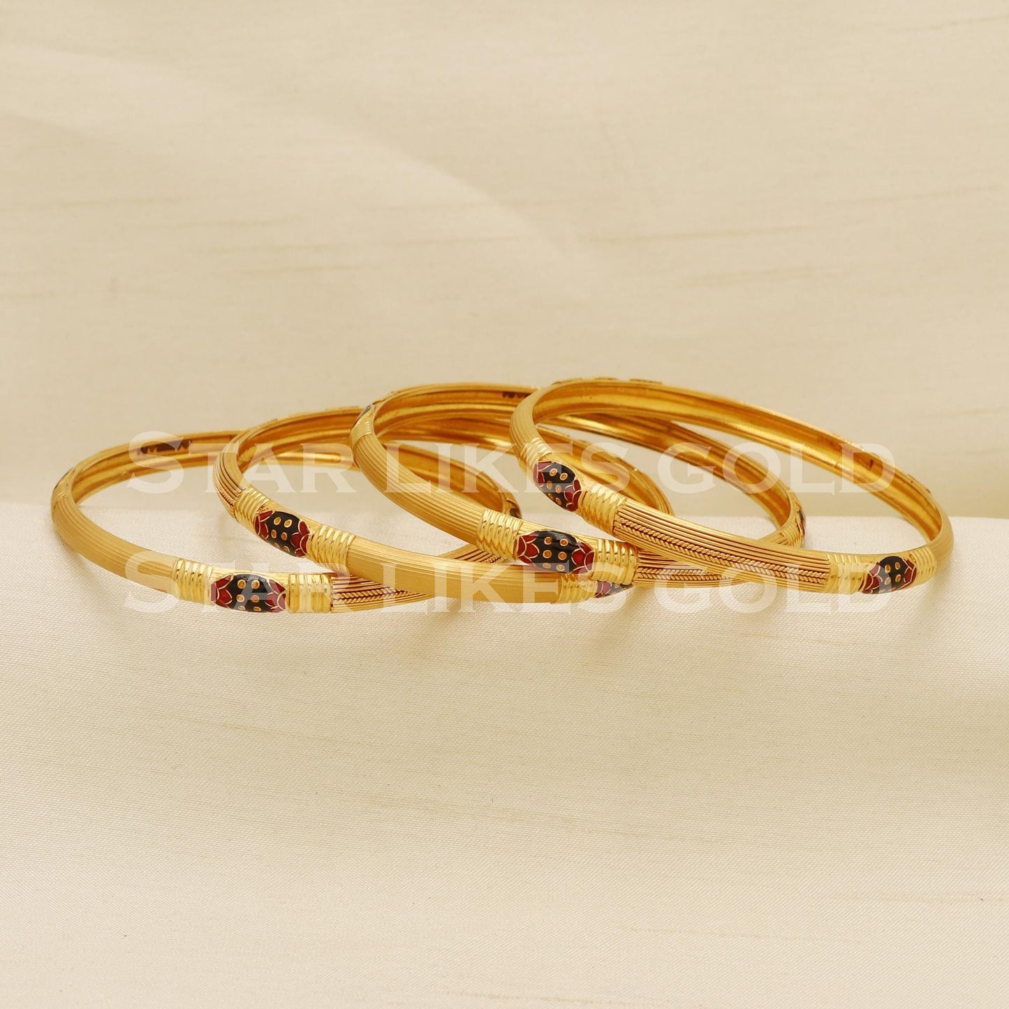 22K 22 Karat Gold Meenakari Traditional Designer Set of 4 Bangle, PR1573