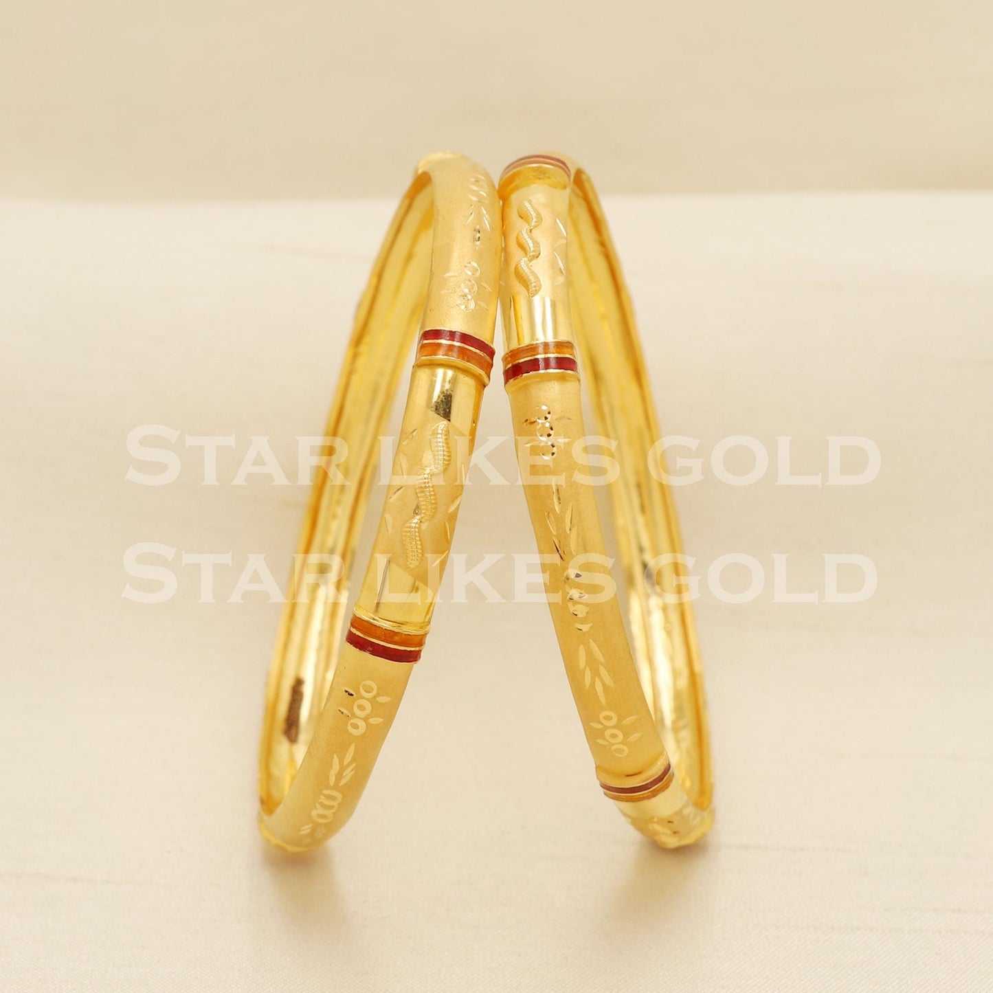 BIS Hallmark 22 Carat Gold Bangles | Set of 2 Handcrafted 22K Jewelry, PR1577