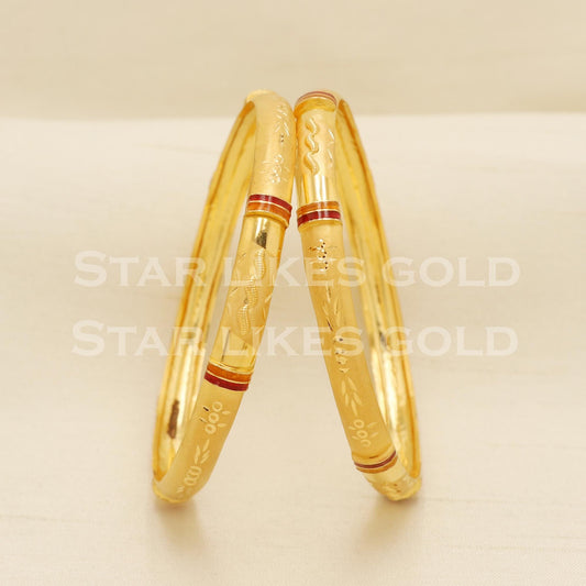 BIS Hallmark 22 Carat Gold Bangles | Set of 2 Handcrafted 22K Jewelry, PR1577