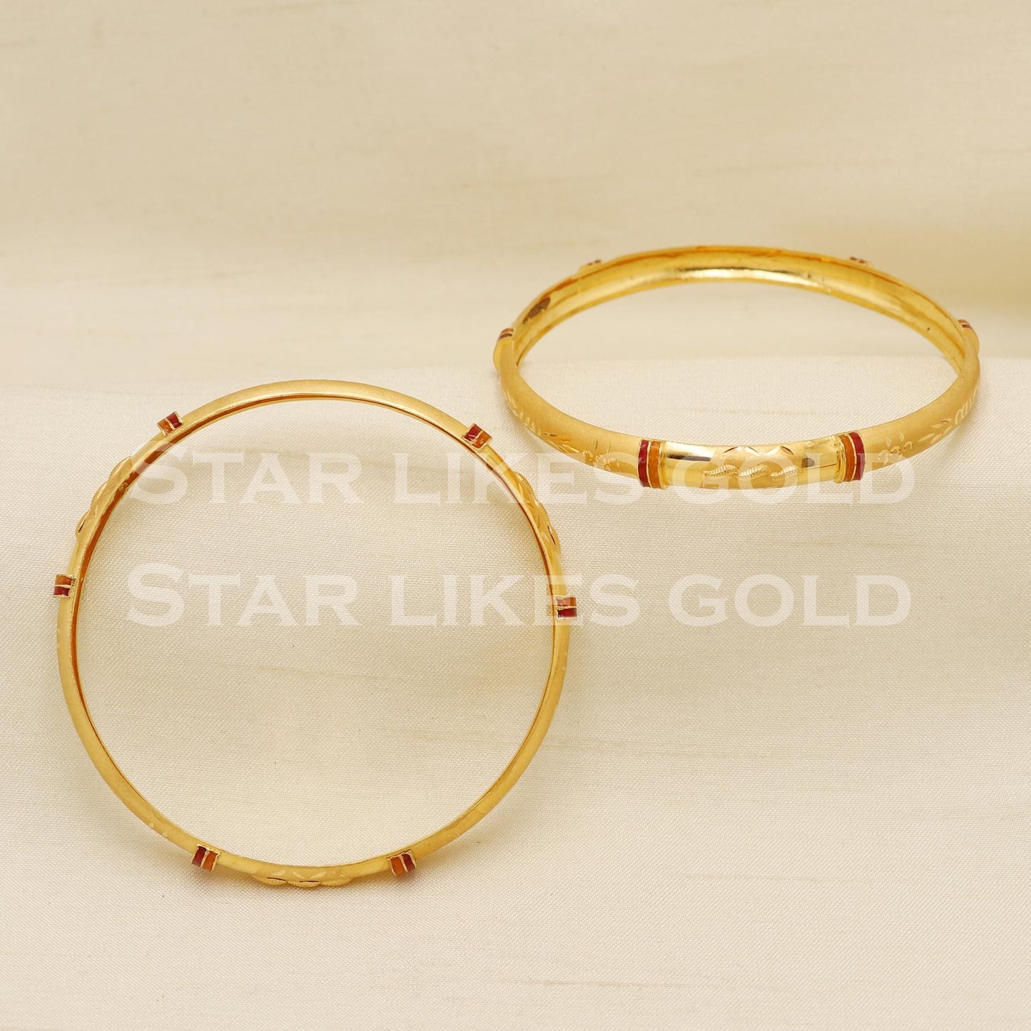 BIS Hallmark 22 Carat Gold Bangles | Set of 2 Handcrafted 22K Jewelry, PR1577