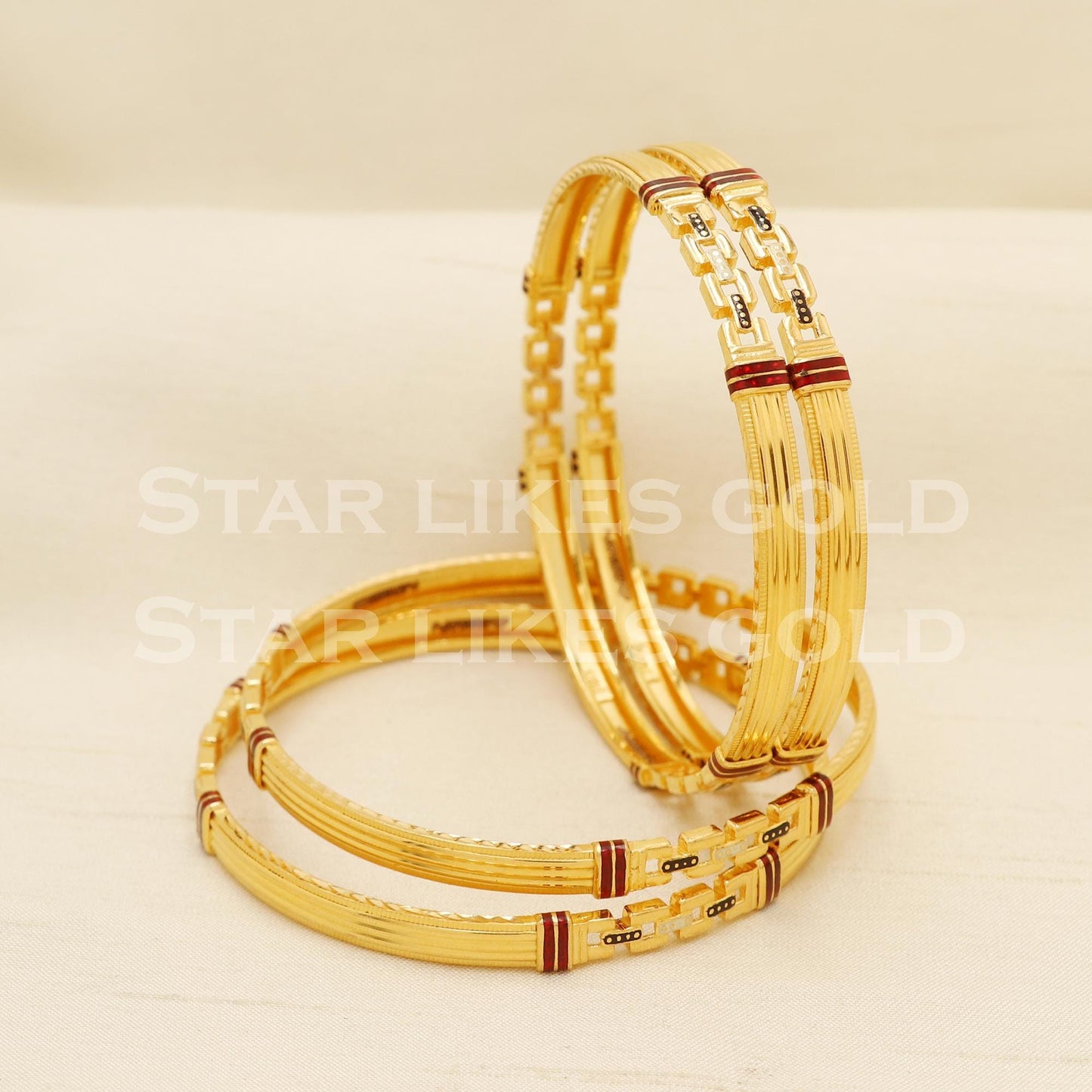 22CT 916 Hallmarked Gold Elegant Daily Wear Bangles Set of 4, PR1580