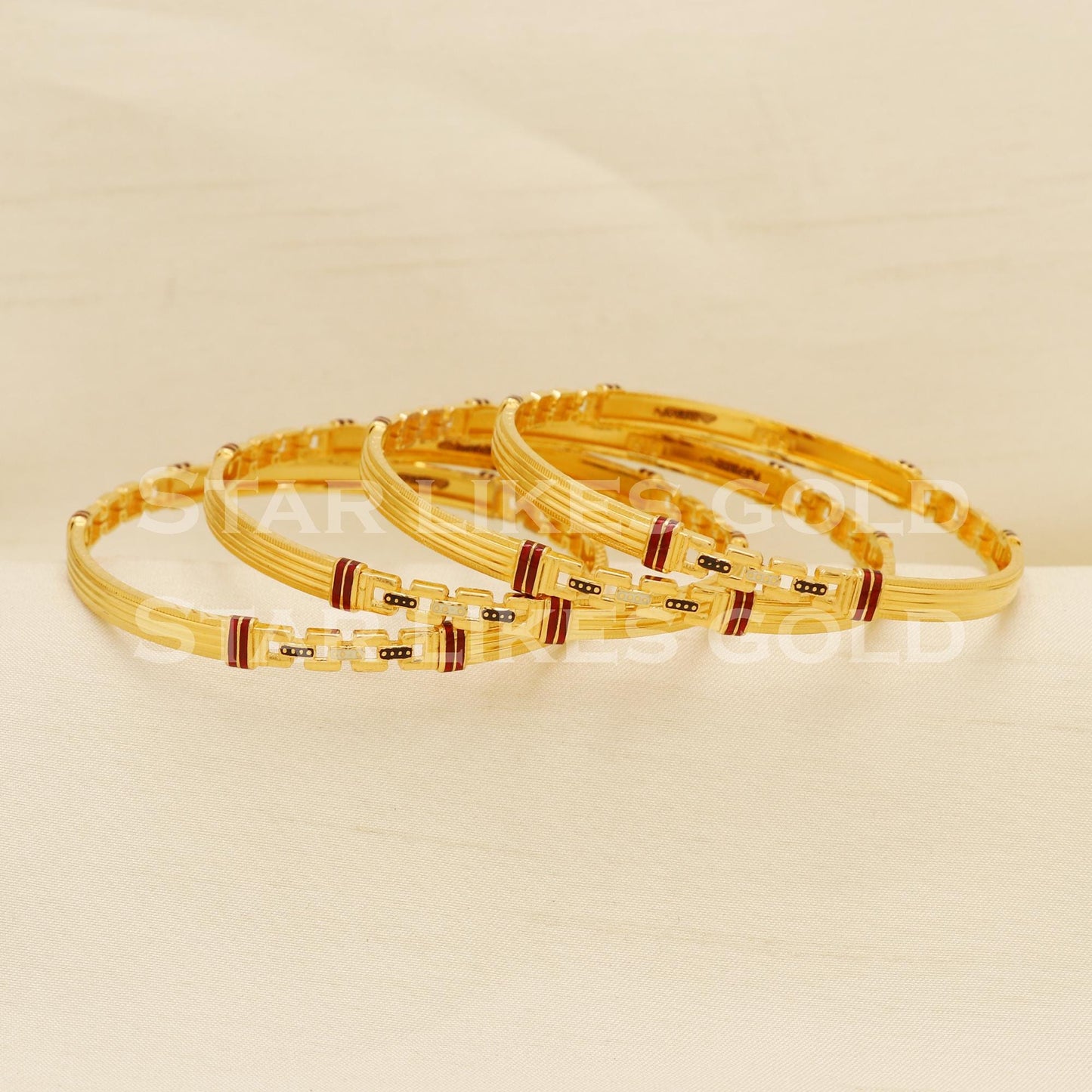 22CT 916 Hallmarked Gold Elegant Daily Wear Bangles Set of 4, PR1580