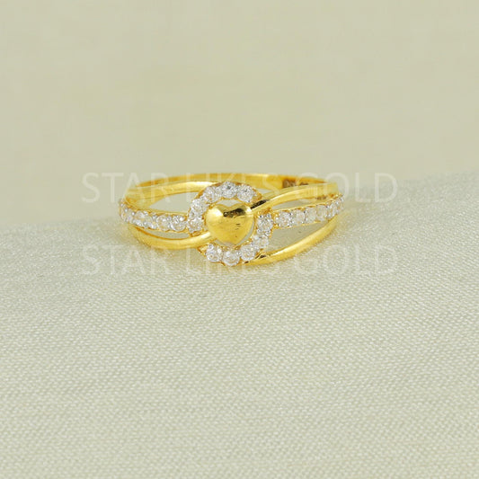 Sparkles White Zircons infinity Gold Ring, 18k Solid Gold Ring Indian Jewelry, B1636