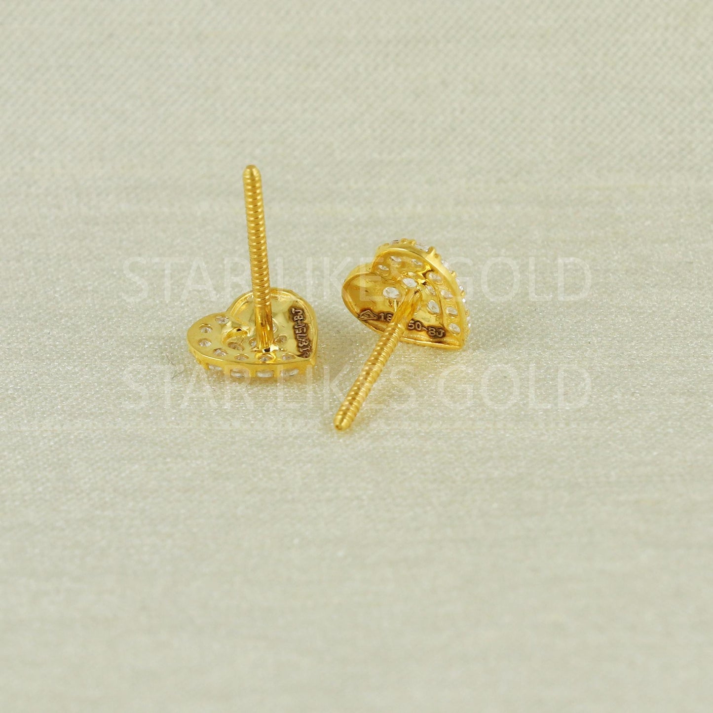 White Zircons 18k 18 karat gold earrings jewelry, B1666