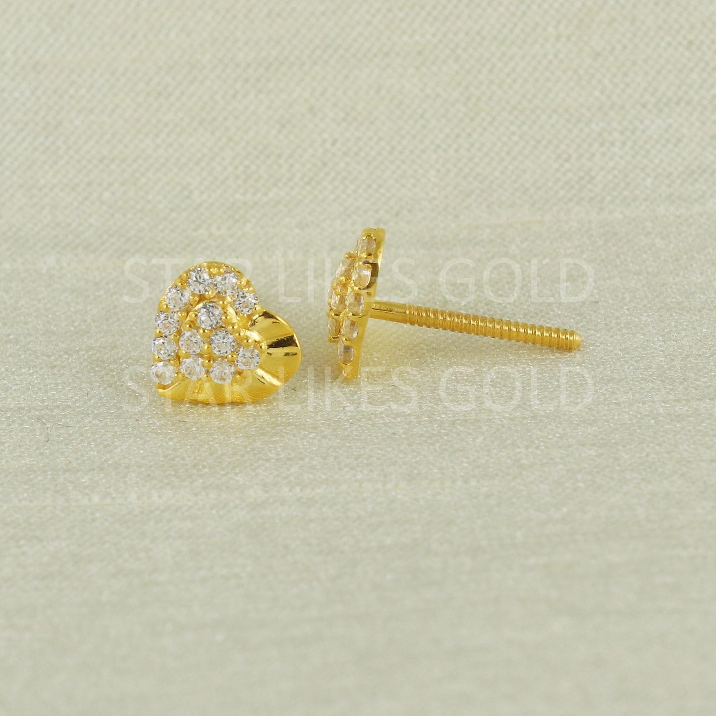 White Zircons 18k 18 karat gold earrings jewelry, B1666