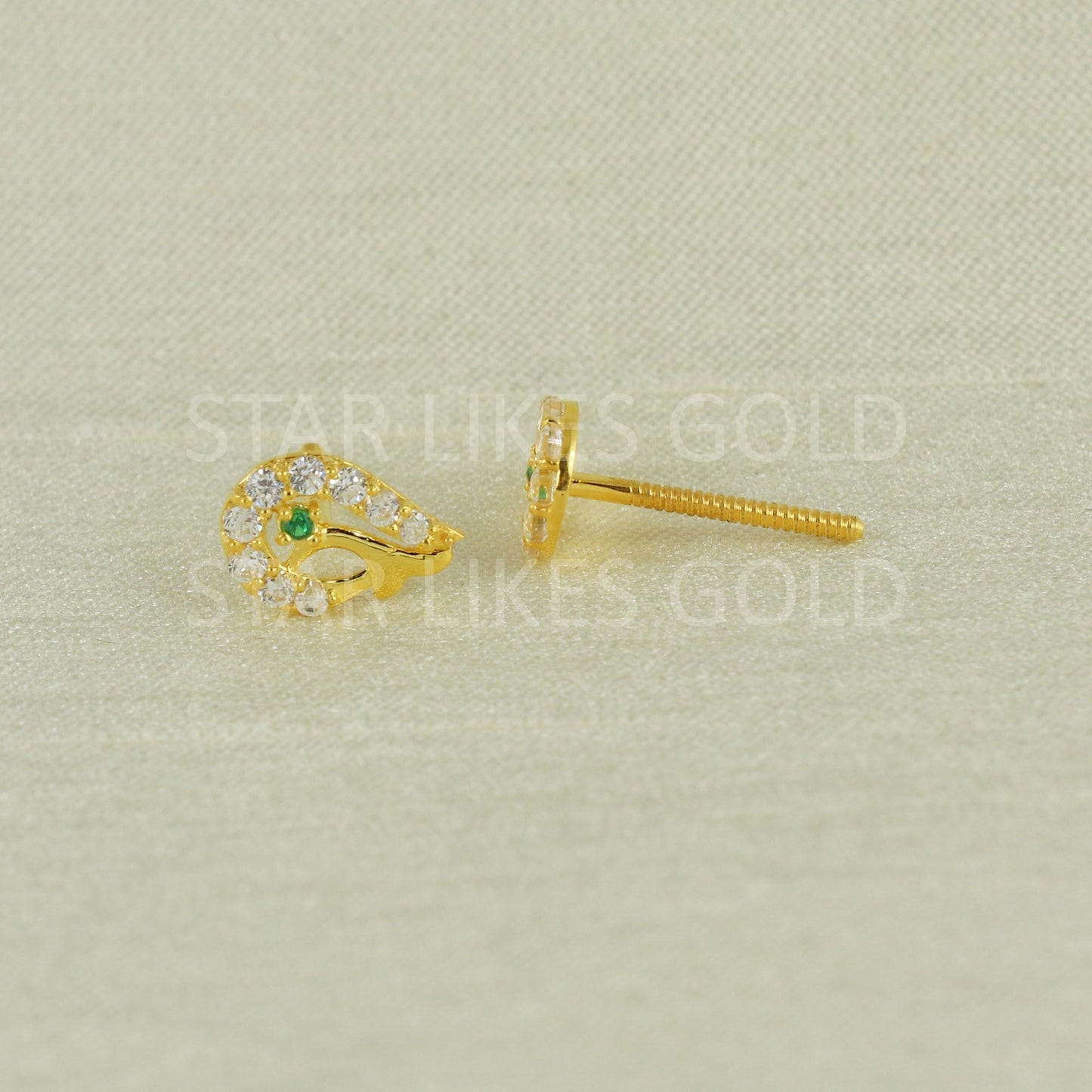 White Zircons 18k 18 karat gold earrings jewelry, B1667