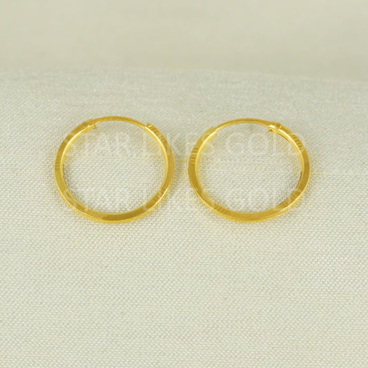 18K Yellow Gold Hallmark Sleek Round Bali Earrings | Lightweight & Stylish, B1673