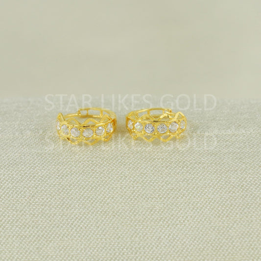 Exquisite 18k Gold Cubic Zirconia Classic Hoop Earrings, B1681