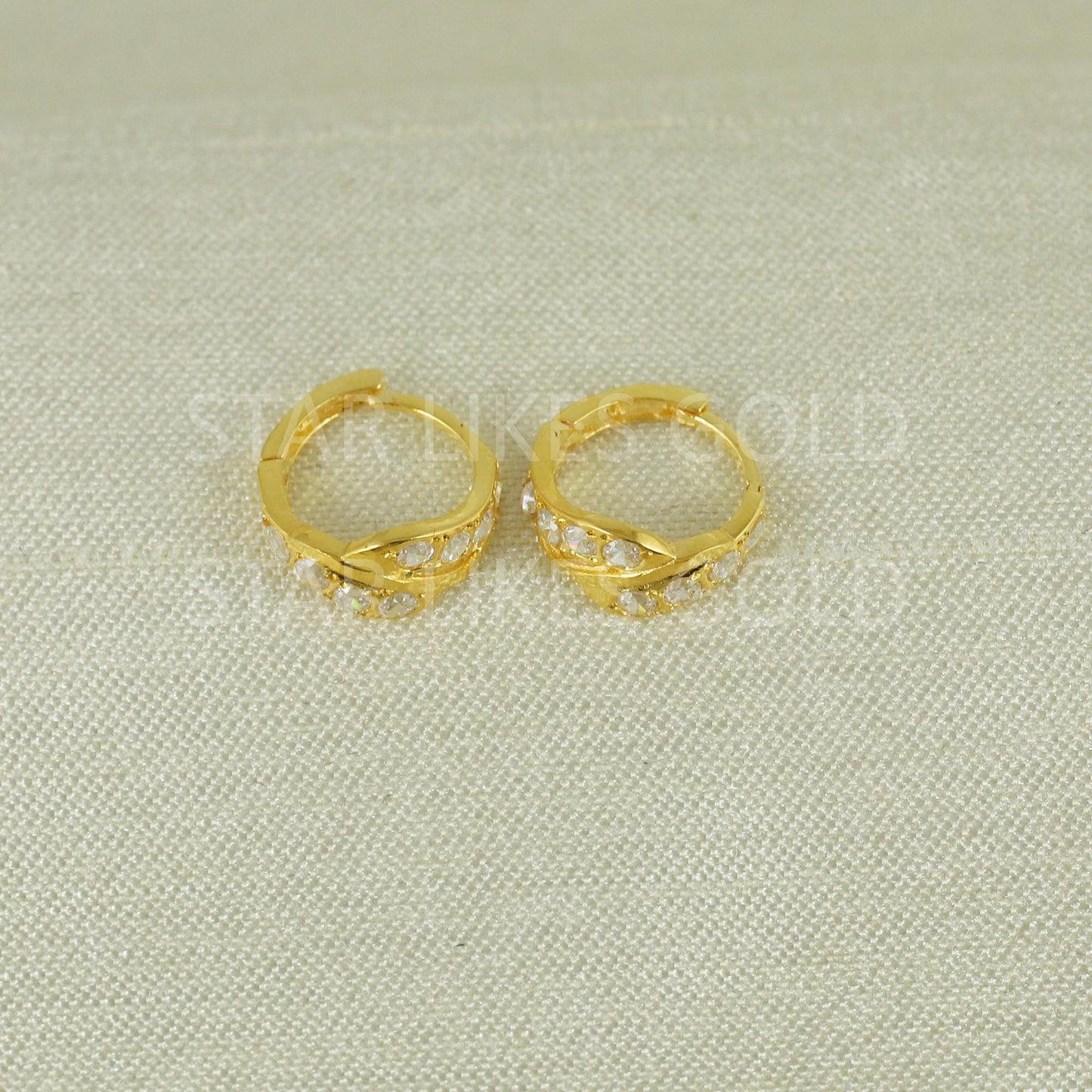 Classy 18k Gold Minimalist Stone Hoops by starlikesgold, B1683