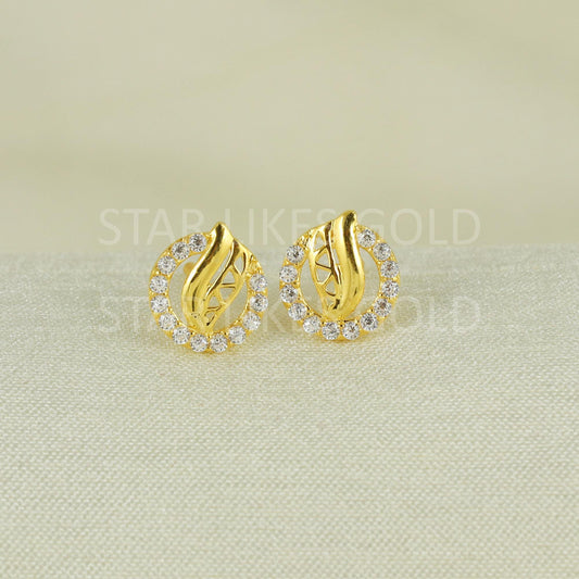 White Zircons 18k 18 karat gold earrings jewelry, B1659