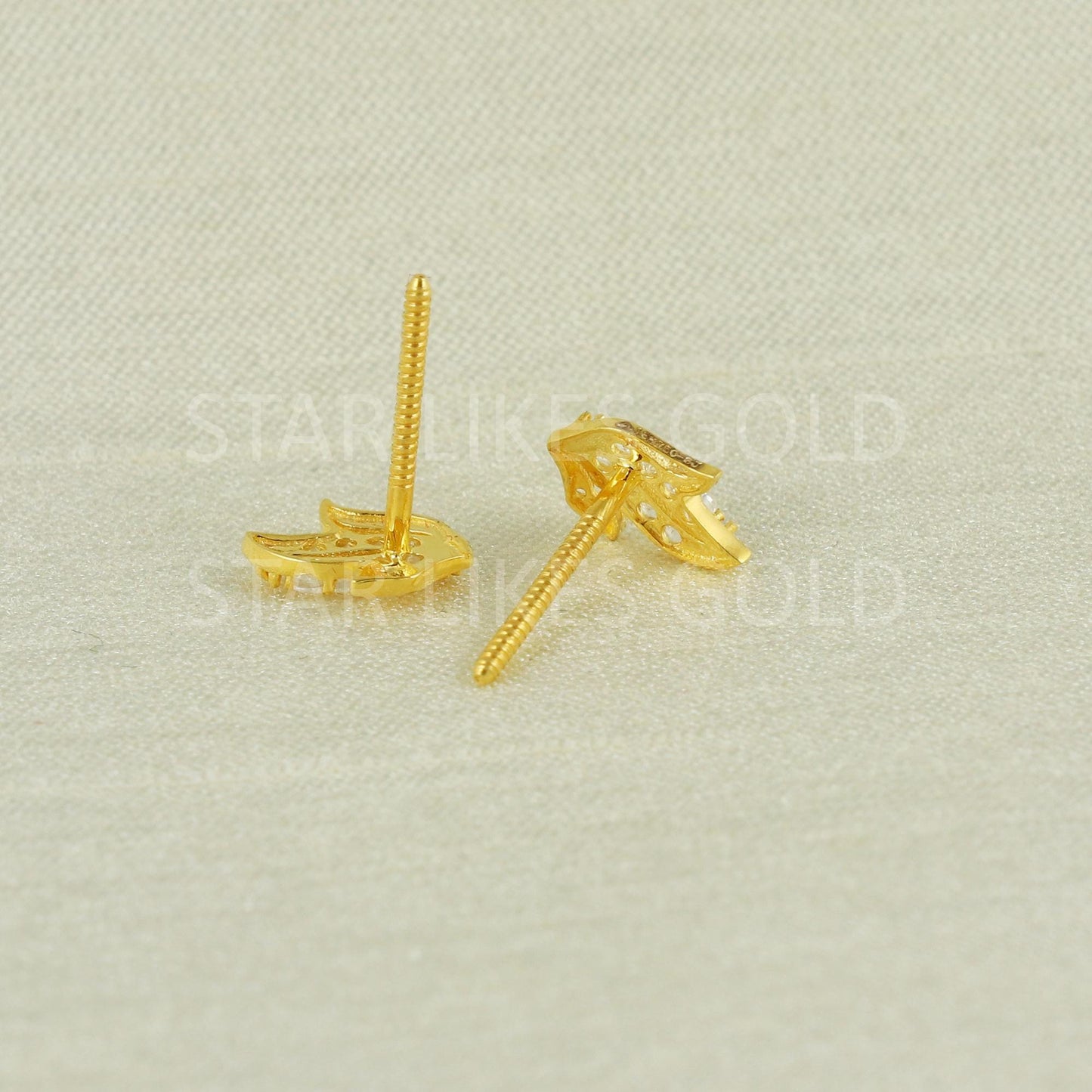 White Zircons 18k 18 karat gold earrings jewelry, B1663