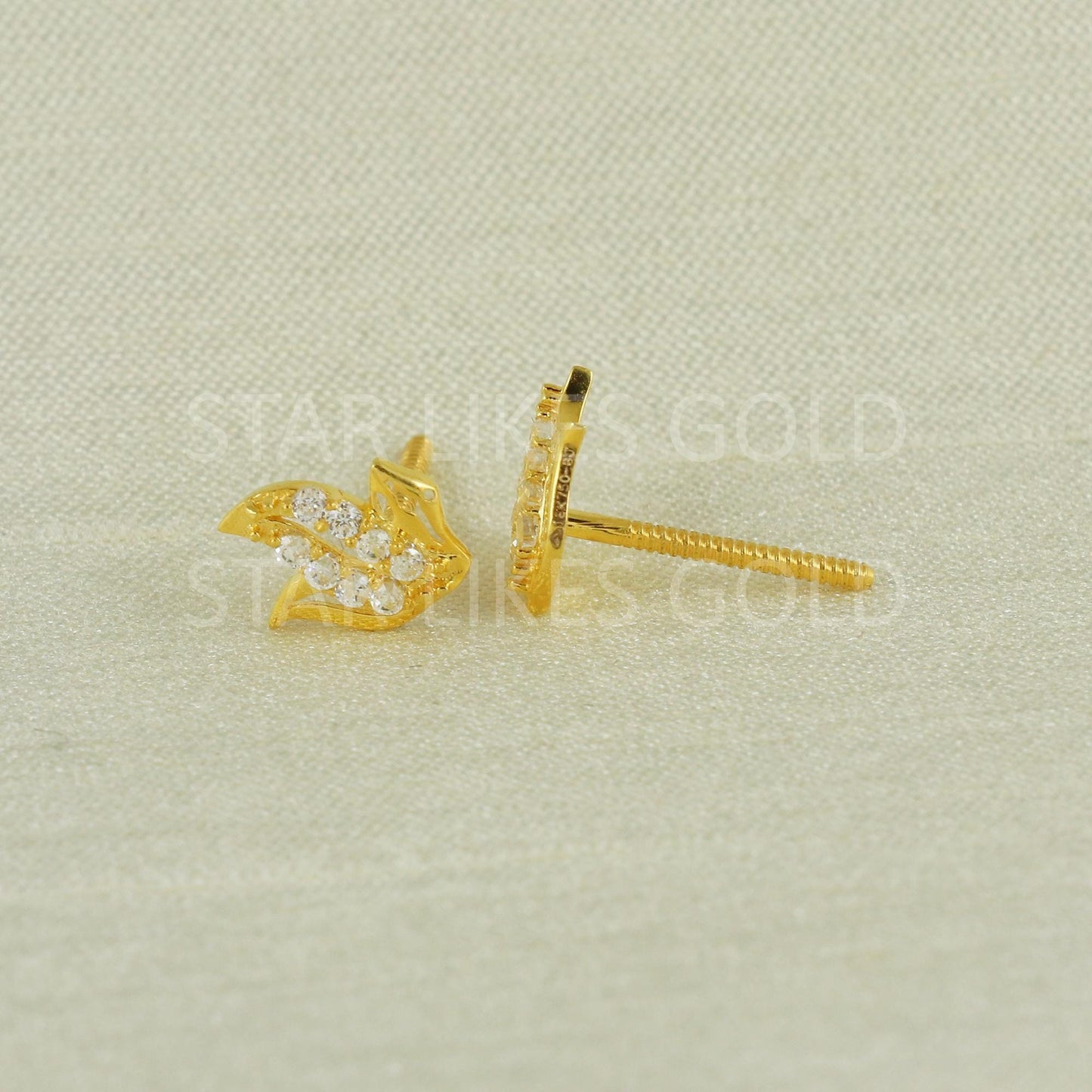 White Zircons 18k 18 karat gold earrings jewelry, B1663