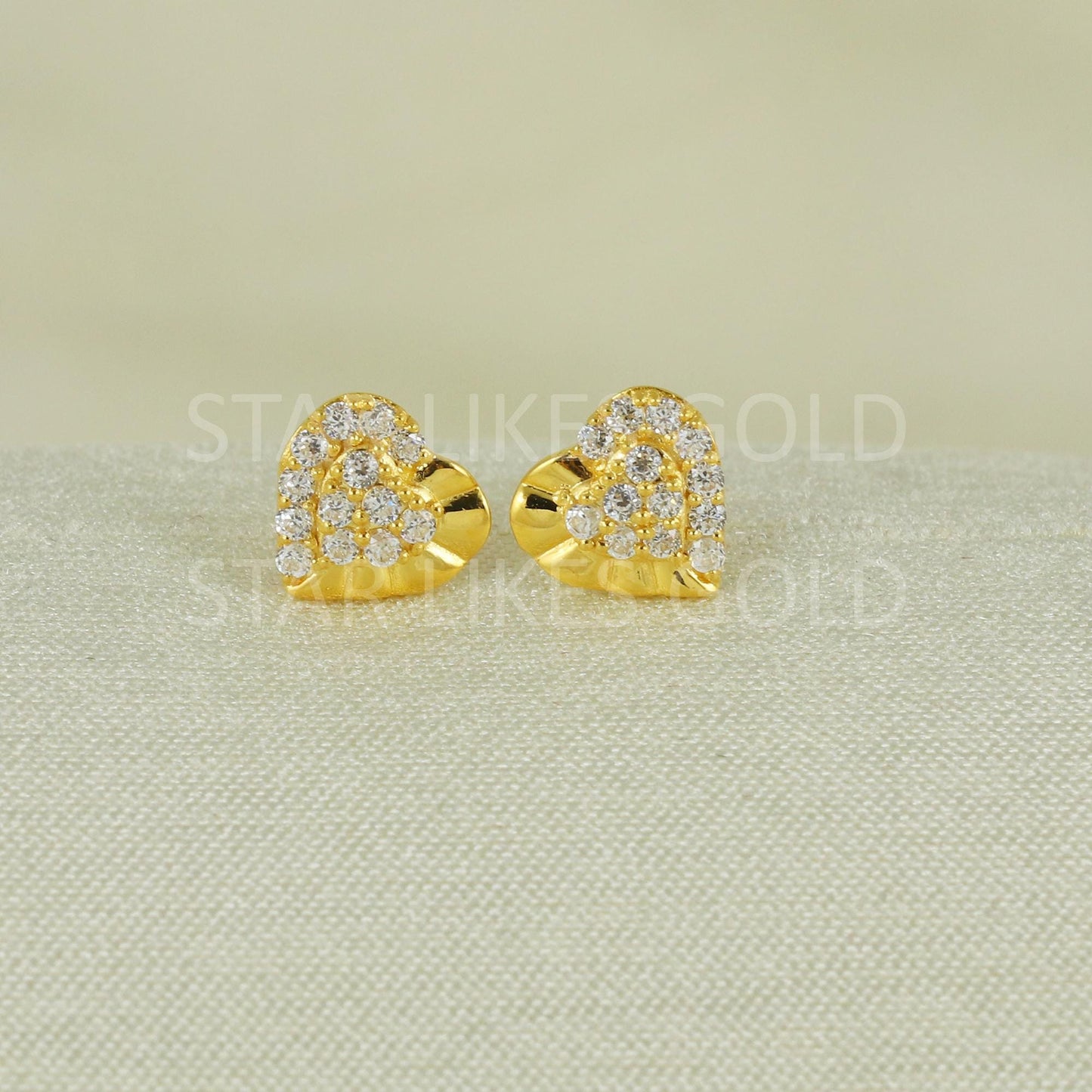 White Zircons 18k 18 karat gold earrings jewelry, B1666