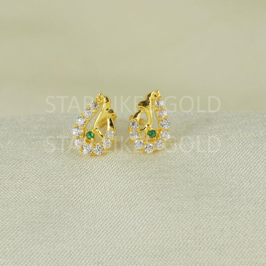 White Zircons 18k 18 karat gold earrings jewelry, B1667
