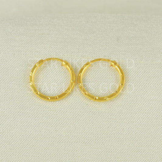 18K Hallmark Gold Circular Bali with Fine Textured Finish | Daily Use, B1668