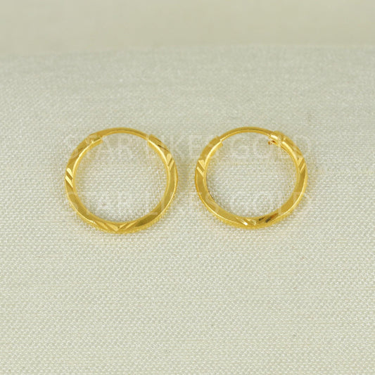 18K Hallmark Gold Circular Bali with Fine Textured Finish | Daily Use, B1669