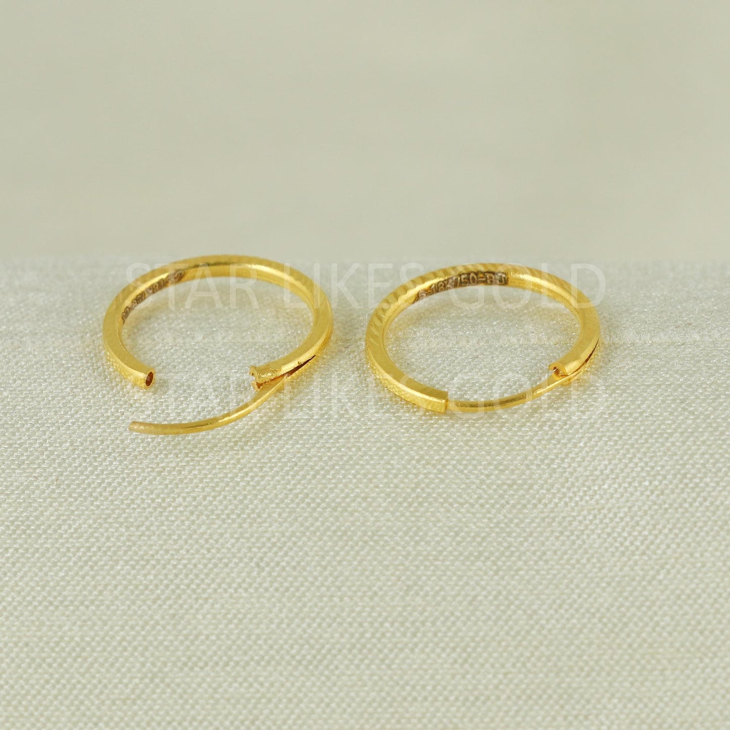 18K Hallmark Gold Circular Bali with Fine Textured Finish | Daily Use, B1670