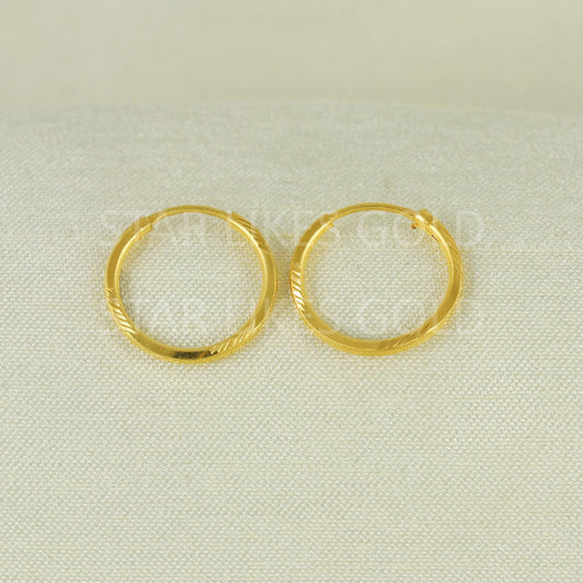 18K Yellow Gold Hallmark Sleek Round Bali Earrings | Lightweight & Stylish, B1671