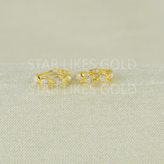 Pure 18k Gold Stylish Stone Bali for Women, B1682