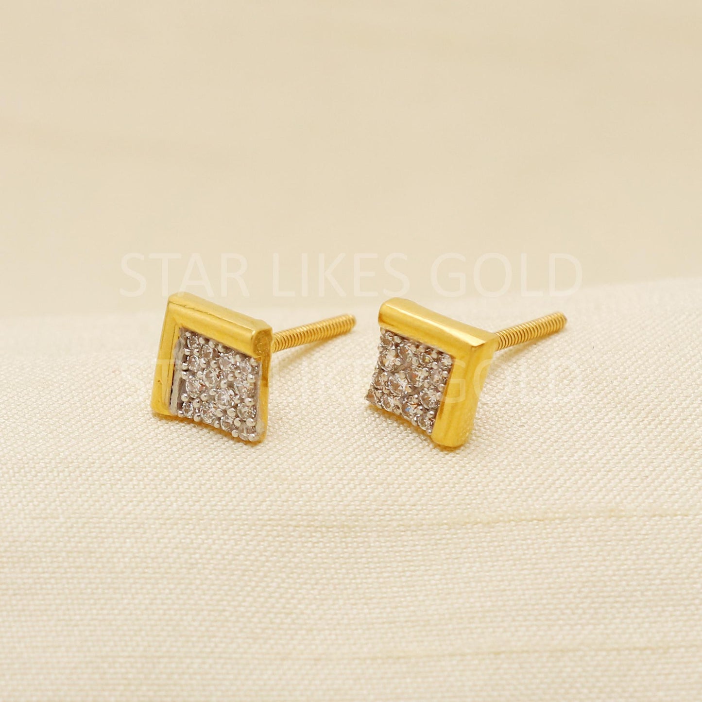 White Zircons 22k 22 karat gold earrings jewelry, PR1613