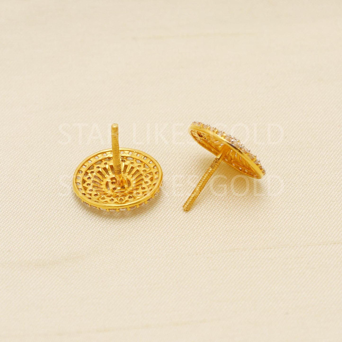 White Zircons 22k 22 karat gold earrings jewelry, PR1614