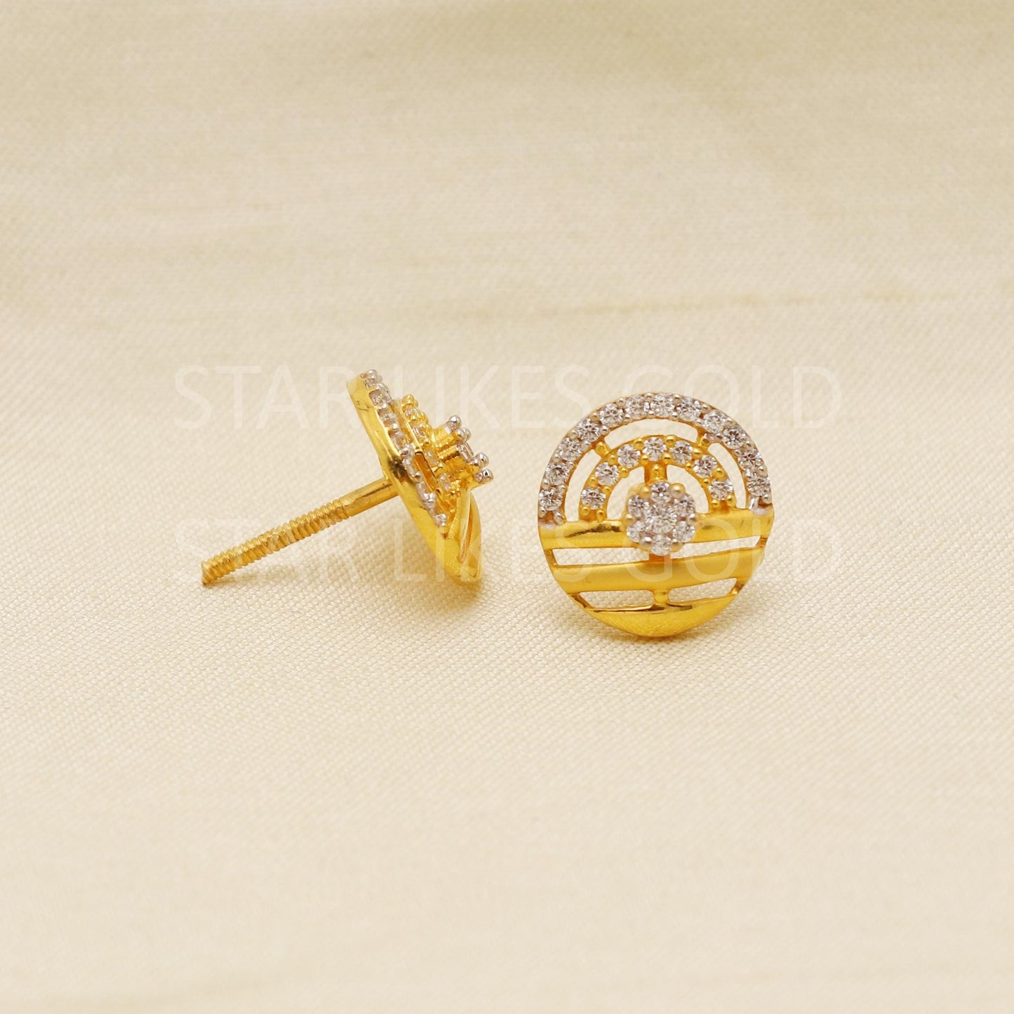 White Zircons 22k 22 karat gold earrings jewelry, PR1616