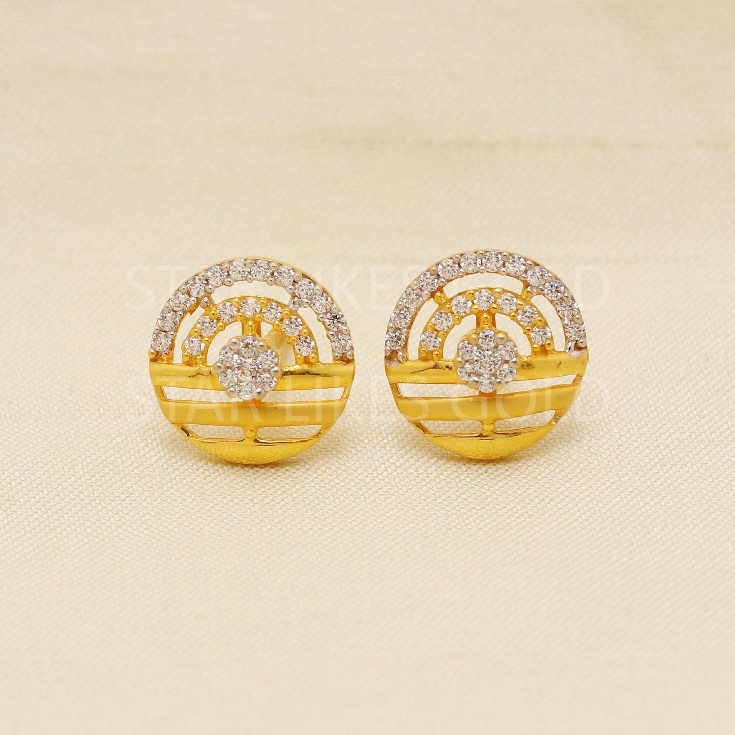 White Zircons 22k 22 karat gold earrings jewelry, PR1616